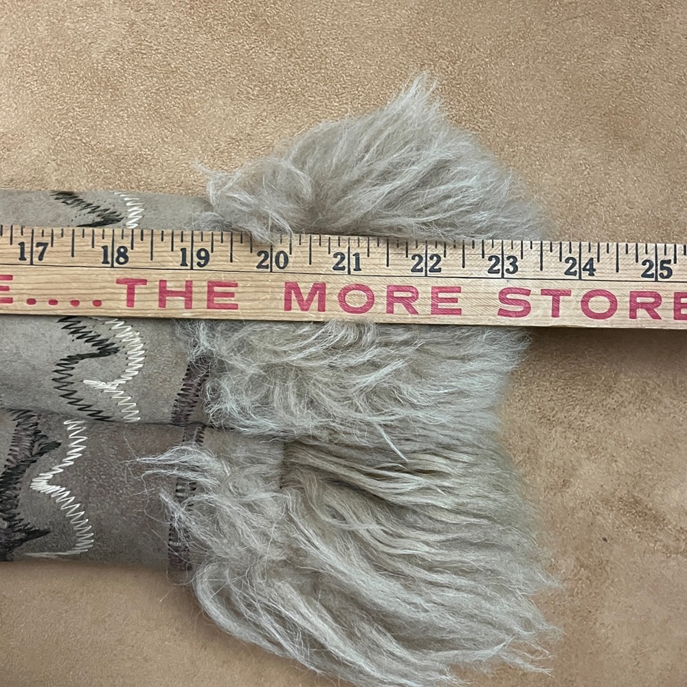 Y2K Shearling Pachwork Embroidered Pennylane Coat XS-S - Picture 12 of 13